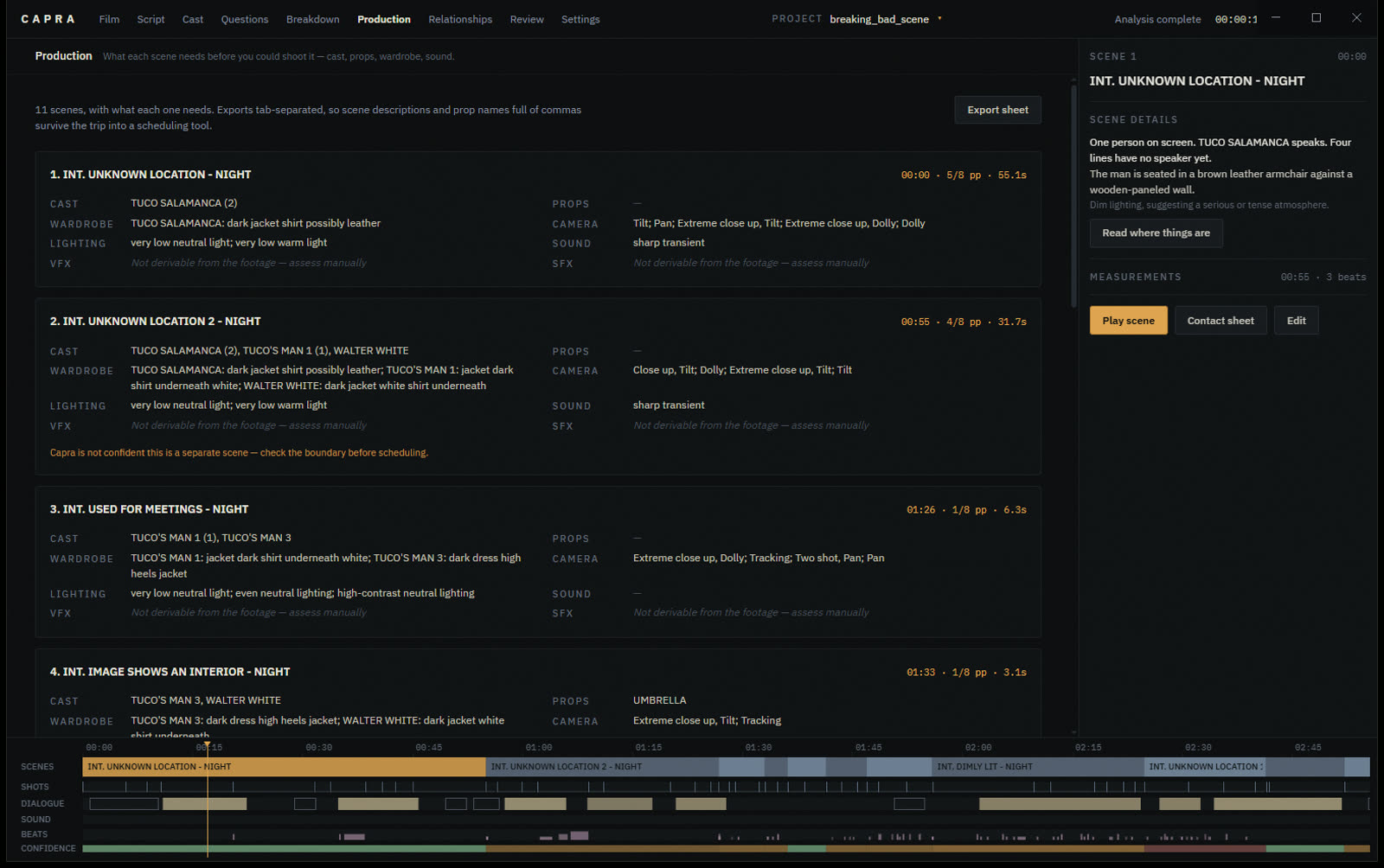 Capra's Production page