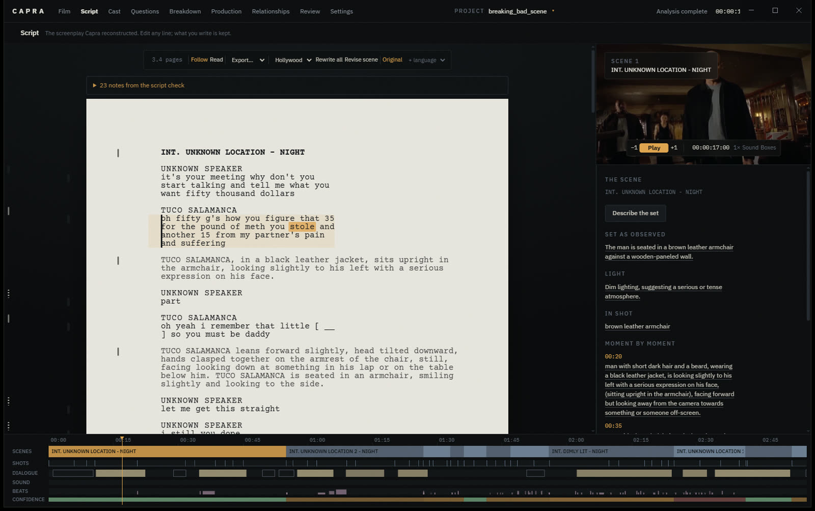 Capra's Script page