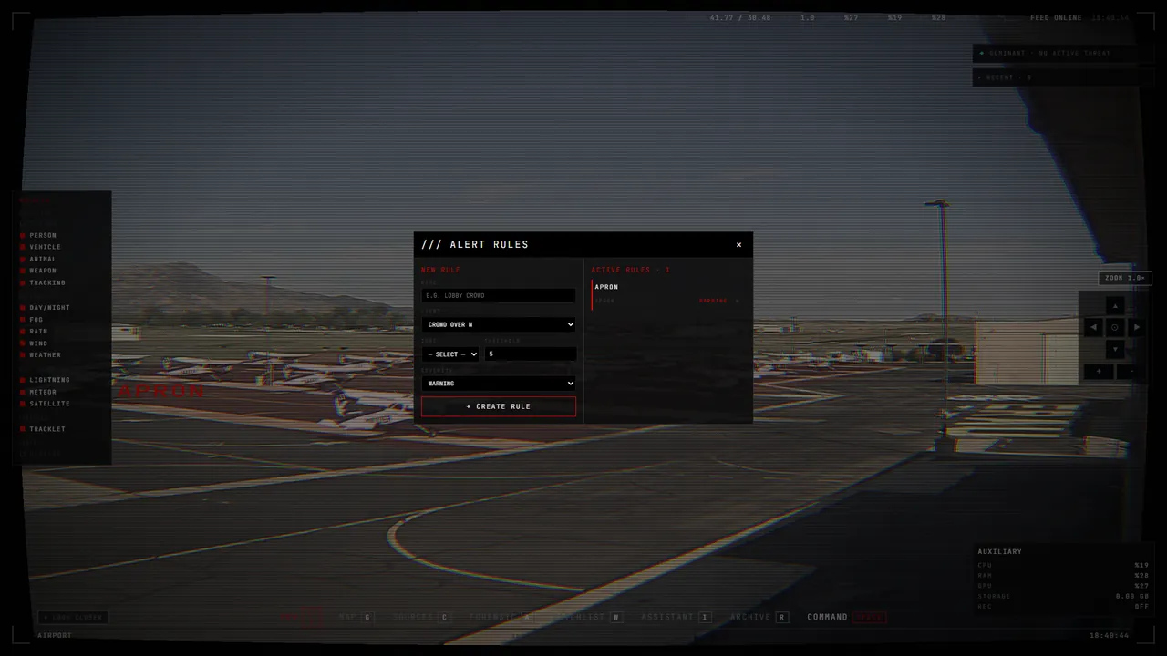Build zones and alert rules